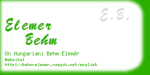 elemer behm business card